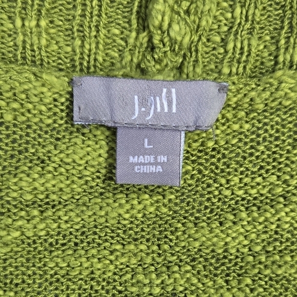 J. Jill Green Apple V-Neck Button-Up Cardigan Drop Shoulders Textured Slouchy - Picture 7 of 9